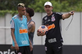 Victor e Tiago no treino desta manhã no CT Joaquim Grava