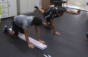 Gabriel no treino desta manhã no CT Joaquim Grava