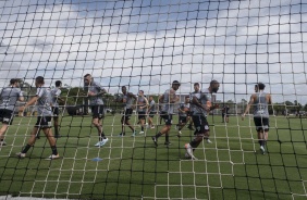 Elenco do Timão no treino desta manhã no CT Joaquim Grava