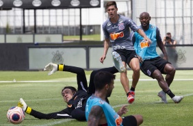Cssio, Vital e Love no treino deste sbado no CT Joaquim Grava