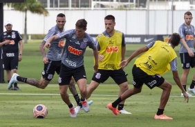Luan, Vital e Ramiro no treino deste sbado no CT Joaquim Grava