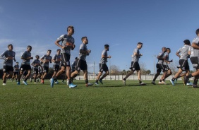 Jogadores do Corinthians no treino desta sexta-feira em solo americano