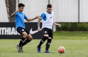 Matheus e Pablo no treino do Sub-20 para semifinal da Copinha contra o Inter
