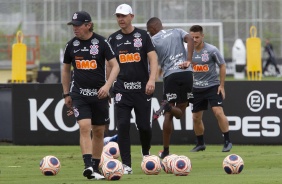 Anselmo e Tiago Nunes durante o treinamento deste sábado no CT Joaquim Grava