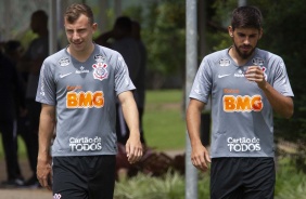 Carlos e Bruno no treino deste sábado no CT Joaquim Grava