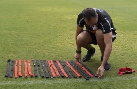 Comissão técnica no treino deste sábado no CT Joaquim Grava