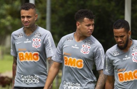 Luan, Sidcley e Everaldo no treinamento deste sbado no CT Joaquim Grava