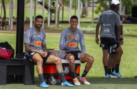 Michel e Richard no treino deste sábado no CT Joaquim Grava