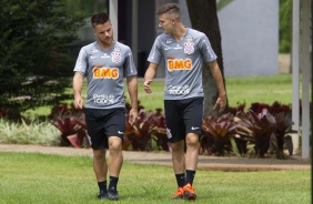 Ramiro e Piton no treino deste sbado no CT Joaquim Grava