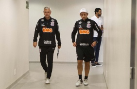 Treino desta tarde na Arena Corinthians. O prximo jogo da equipe ser contra o Botafogo-SP
