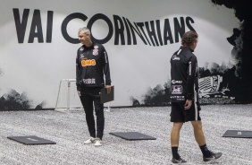 Treino desta tarde na Arena Corinthians. O prximo jogo da equipe ser contra o Botafogo-SP
