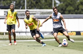 Vital, Gabriel e Cantillo no treino desta terça