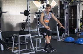 Lucas Piton durante exerccios na academia do CT Joaquim Grava