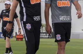 Tiago Nunes e Bruno Mndez durante treino do Timo