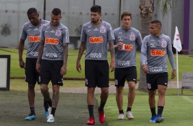 Marllon, Luan, Pedro Henrique, Mateus Vital e Janderson durante treino do Corinthians