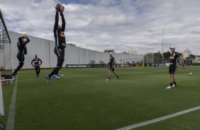 Cssio e Walter durante o treino da manh desta sexta-feira