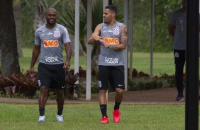 Love e Gabriel durante o treino da manh desta sexta-feira