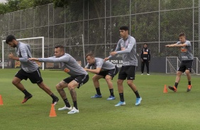 Ca,acho, Luan, Carlos Augusto e Araos durante o treino desta terça-feira