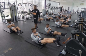 Os atletas do Timão fizeram atividades na academia no treino desta terça-feira
