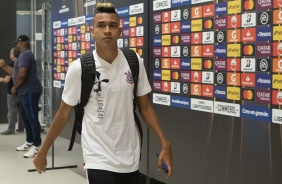 Cantillo na chegada do Corinthians na Arena para o duelo contra o Guaraní