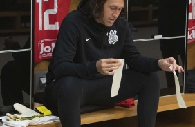 Cássio no vestiário, antes do jogo contra o Guaraní