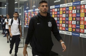 Pedro Henrique na chegada do Corinthians na Arena para o duelo contra o Guaraní