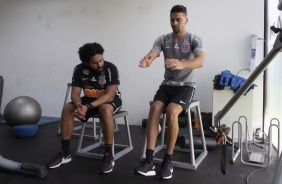 Léo Santos em atividade na academia do CT Joaquim Grava