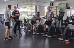 Tiago Nunes, Boselli, Bruno Méndez e Luan durante treino do Corinthians na tarde desta sexta-feira