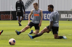 Carlos Augusto e Michel Macedo durante o treino da manh desta quinta-feira