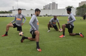 Pedro Henrique, Camacho, Love e Gil durante o treino da manhã desta sexta-feira