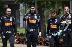 Goleiros Walter, Cássio, Guilherme e Guilherme Vicentini no CT Joaquim Grava