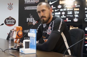 Goleiro Walter concedeu entrevista coletiva no CT Joaquim Grava