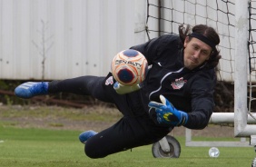 Cássio durante o treino do Corinthians na manhã desta quinta-feira