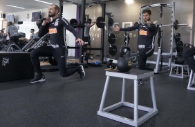 Goleiro Walter na academia do CT nesta segunda-feira