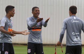 Pedrinho, Davó e Vital durante o treino desta quarta-feira