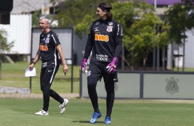 Cssio e Tiago Nunes em treino desta quinta no CT