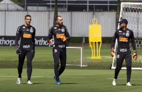 Goleiros do Corinthians durante o treino desta sexta-feira