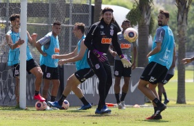 Goleiro Cássio durante treino desta quarta no CT Joaquim Grava