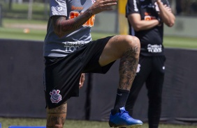Luan em ação no treino desta manhã no CT