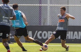 Meia Mateus Vital durante treino no CT Joaquim Grava