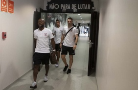 Vagner Love, Boselli e Cantillo chegando  Arena Corinthians