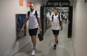 Walter e Lucas Piton chegam na Arena Corinthians neste domingo