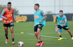 Gabriel no treino desta quinta-feira no CT