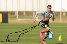 Gabriel no treino desta quinta-feira no CT