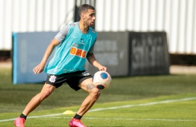 Gabriel no treino desta quinta-feira no CT