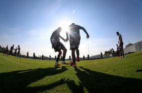 Jogadores no treino na manh desta segunda-feira 06 no CT Joaquim Grava