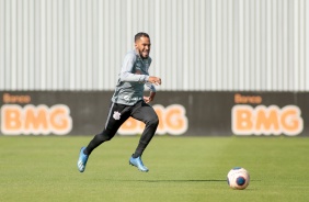 Jogadores no treino desta quarta-feira no CT Joaquim Grava
