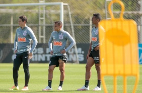 Jogadores no treino desta quarta-feira no CT Joaquim Grava