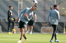 Jogadores no treino desta quarta-feira no CT Joaquim Grava