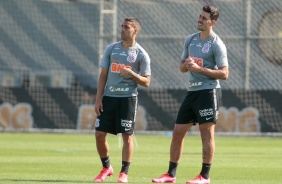 Jogadores no treino desta quarta-feira no CT Joaquim Grava